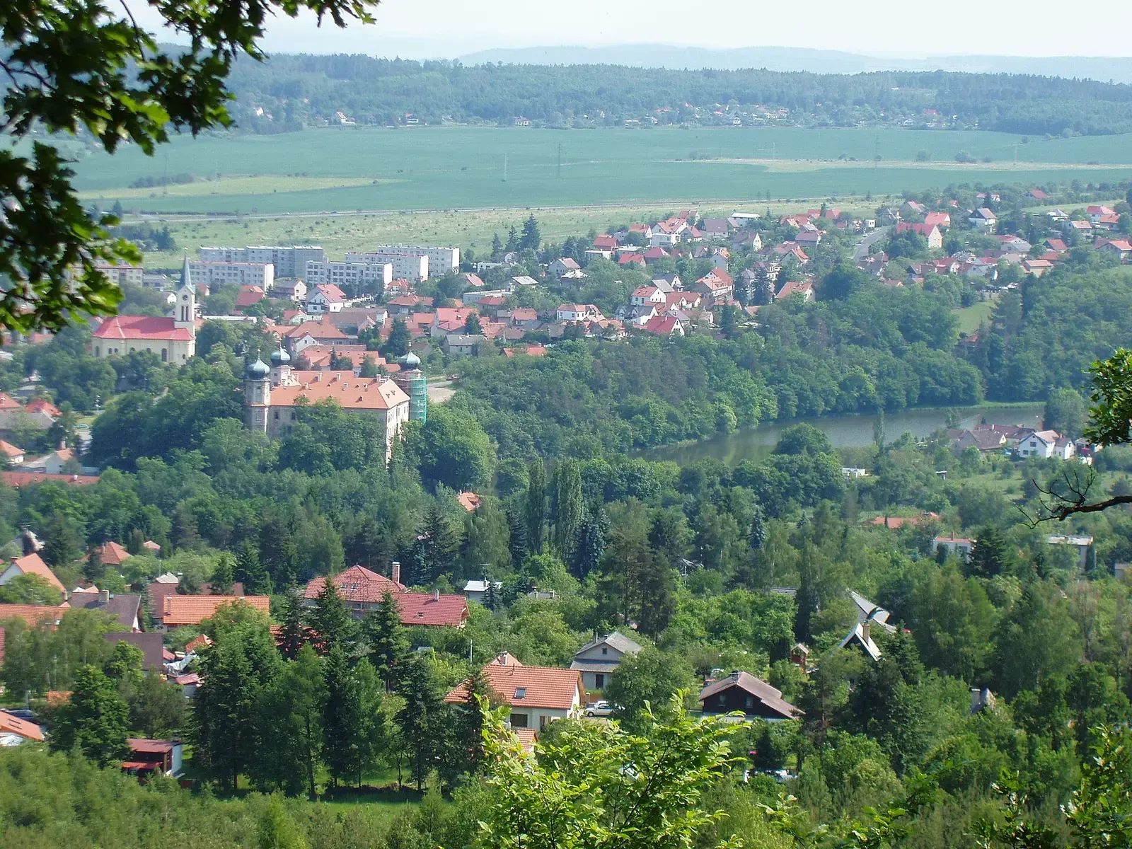 Town of Mníšek pod Brdy as seen from NNE. Mnisek pod Brdy from NNW
