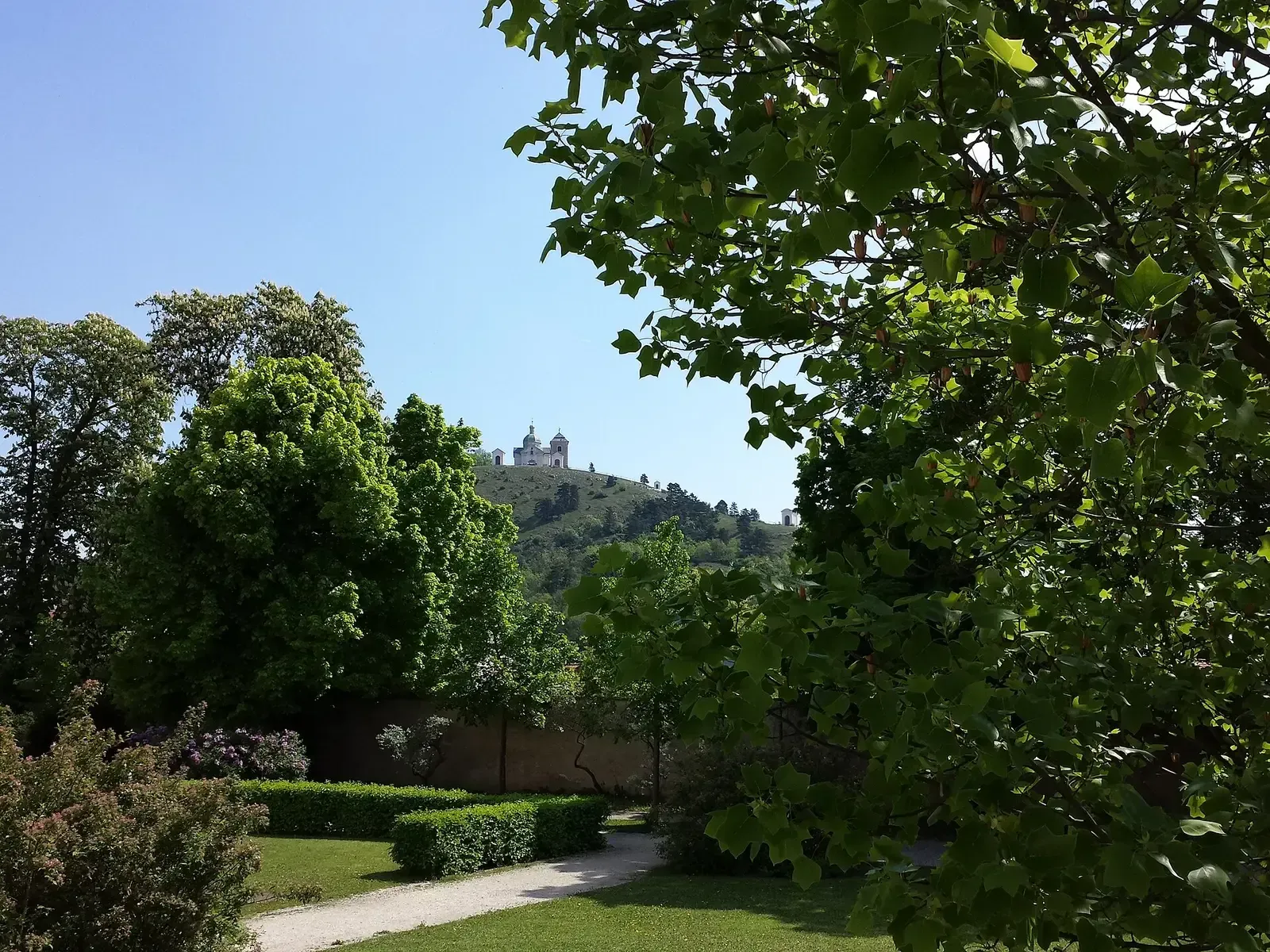 Location: Svatý kopeček, Mikulov, Jihomoravský kraj, Czech Republic - 363 m a.s.l.
View from palace garden Heiliger Berg Mikulov sl1